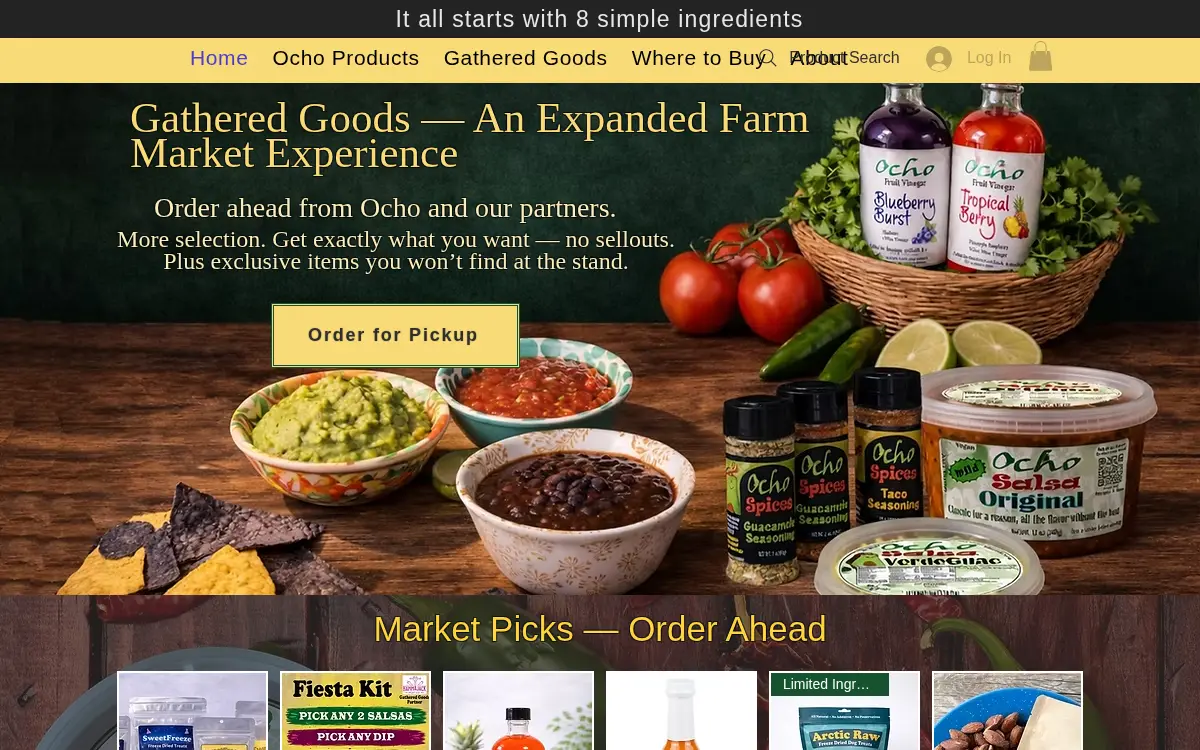 Homepage of Ocho Sundries LLC