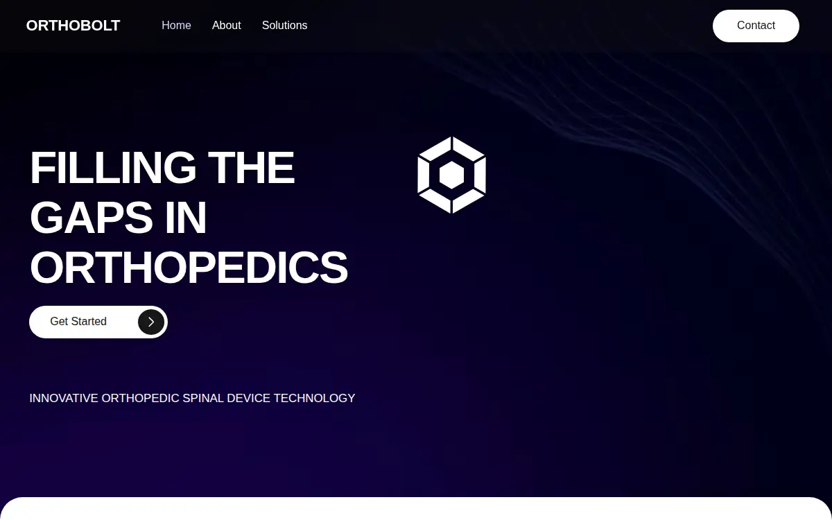 Homepage of Orthobolt, LLC