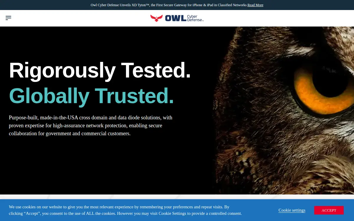 Homepage of Owl Cyber Defense Solutions LLC