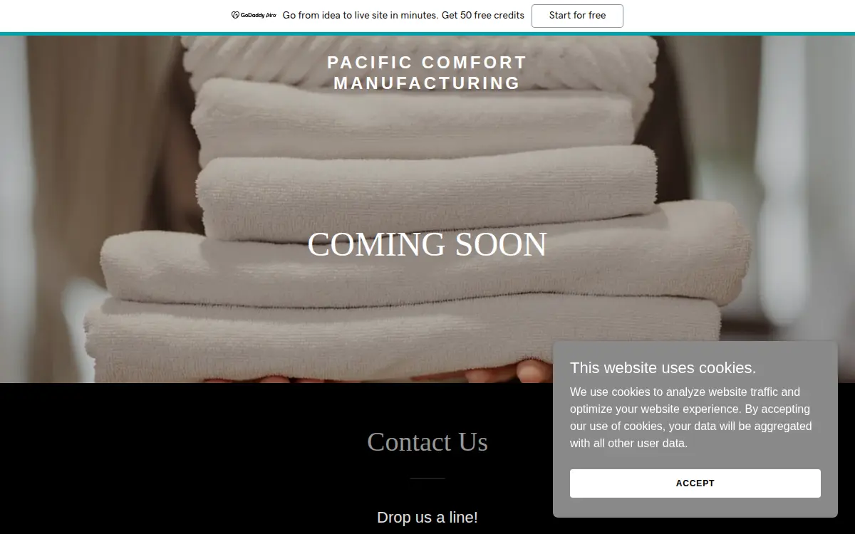 Homepage of Pacific Comfort Manufacturing INC