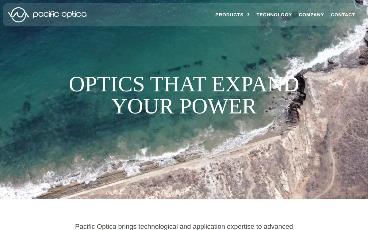 Homepage of Pacific Optica, INC.