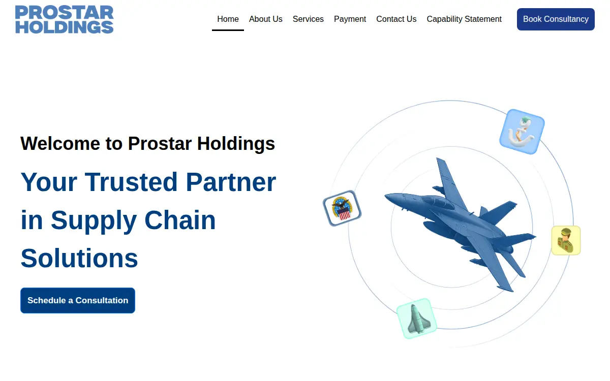 Homepage of Prostar Holdings LLC
