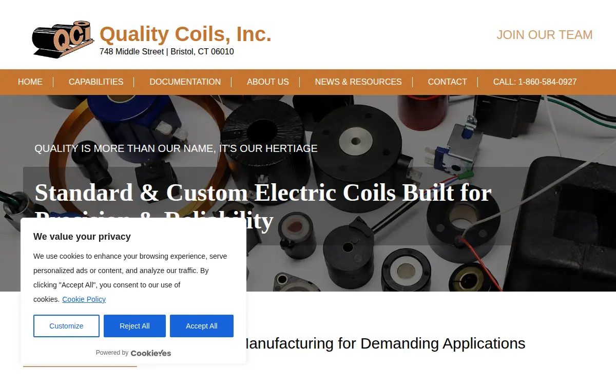 Homepage of Quality Coils, Incorporated