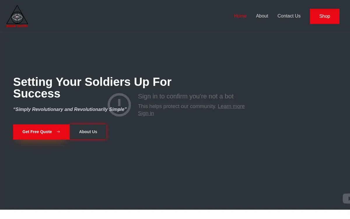 Homepage of Range Tactics LLC
