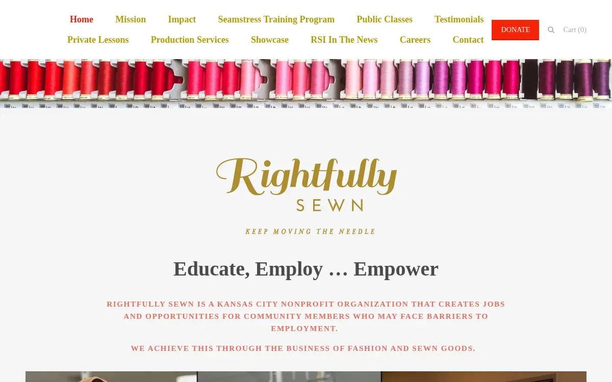 Homepage of Rightfully Sewn, INC