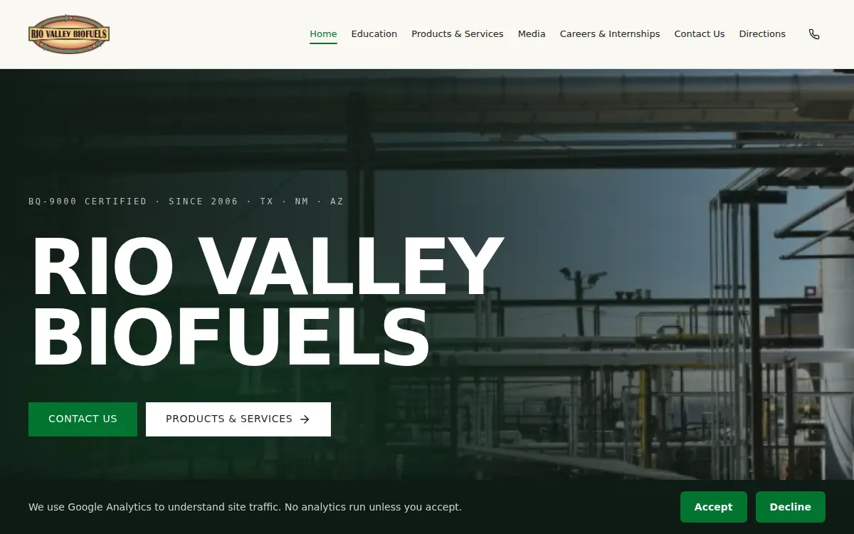 Homepage of Rio Valley Biofuels, LLC