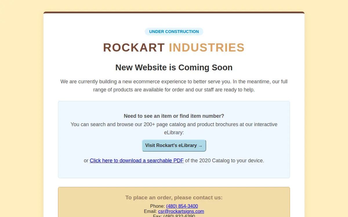 Homepage of Rockart Industries LLC