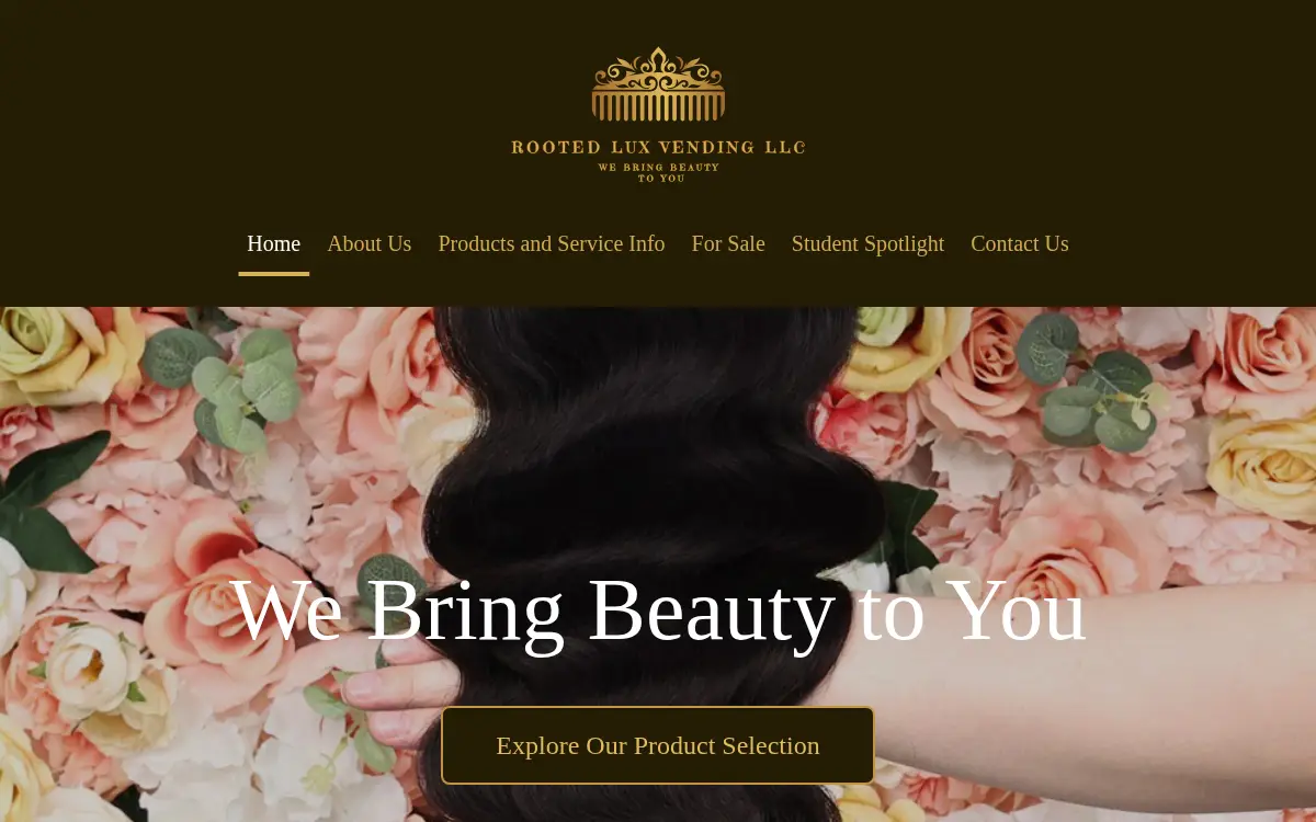 Homepage of Rooted Lux Vending LLC