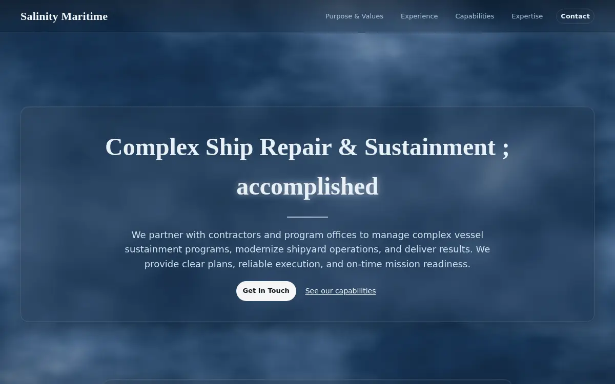 Homepage of Salinity Maritime, LLC