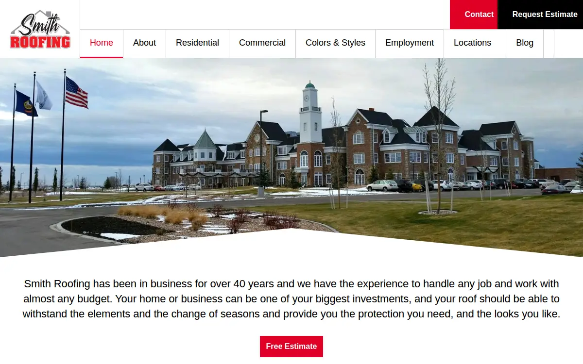 Homepage of Smith Roofing and Siding, L.l.c