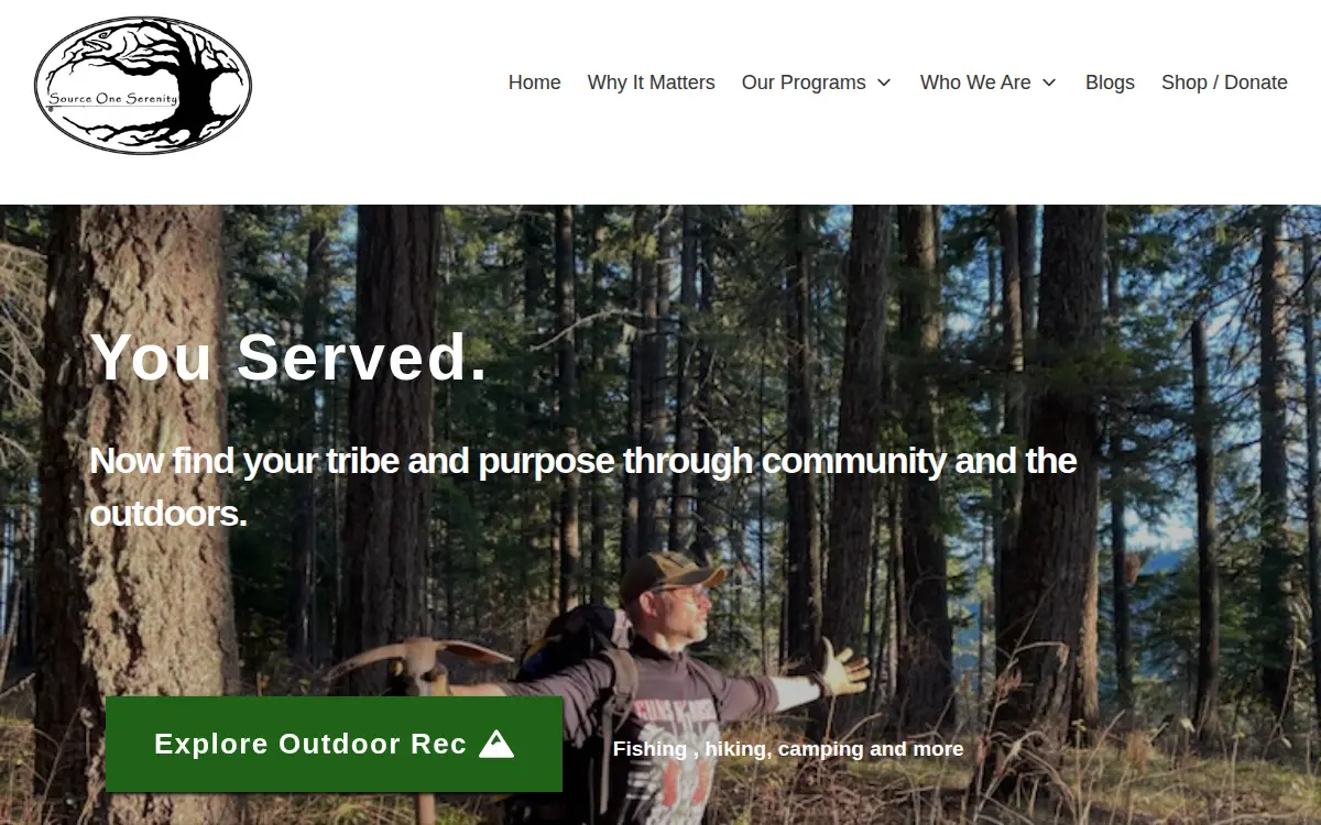 Homepage of Source One Serenity
