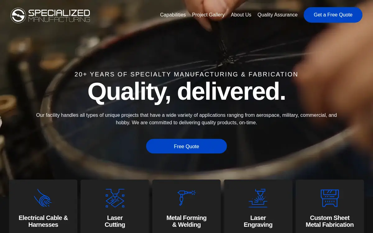 Homepage of Specialized Manufacturing, INC.