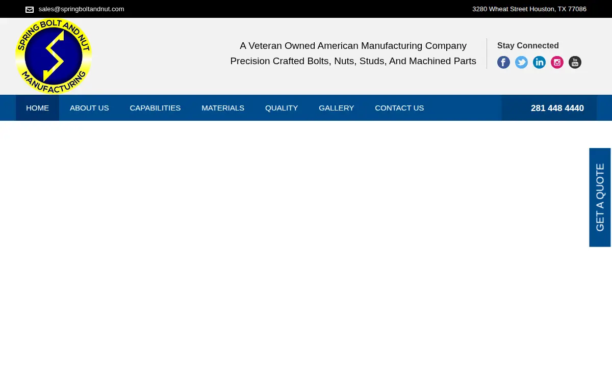Homepage of Spring Bolt and Nut Mfg., LTD.