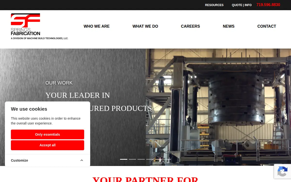 Homepage of Springs Fabrication, LLC