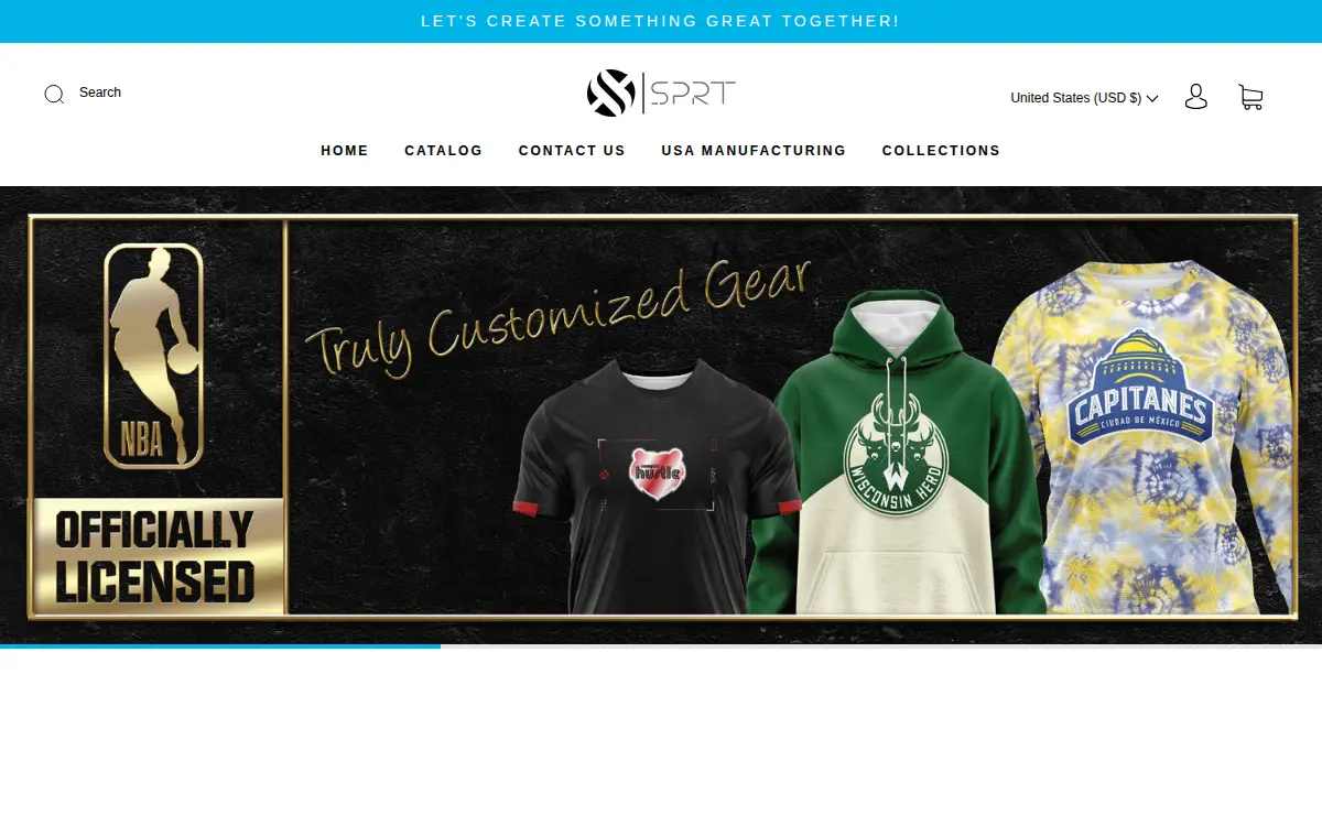 Homepage of Sprt Brand LLC