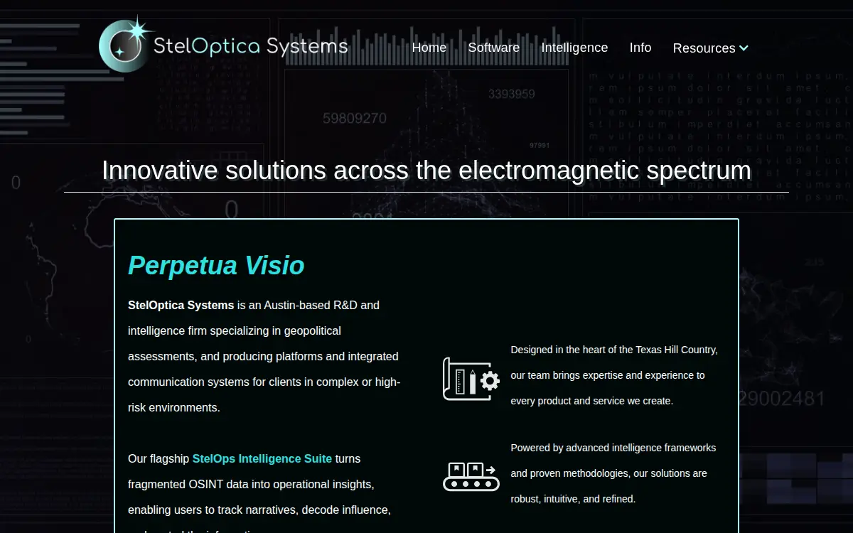 Homepage of Steloptica Systems, LLC