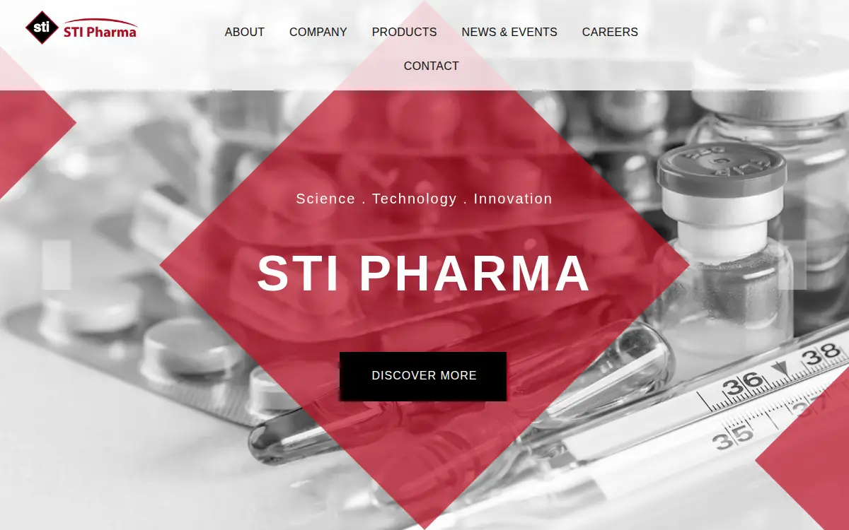 Homepage of Sti Pharma LLC