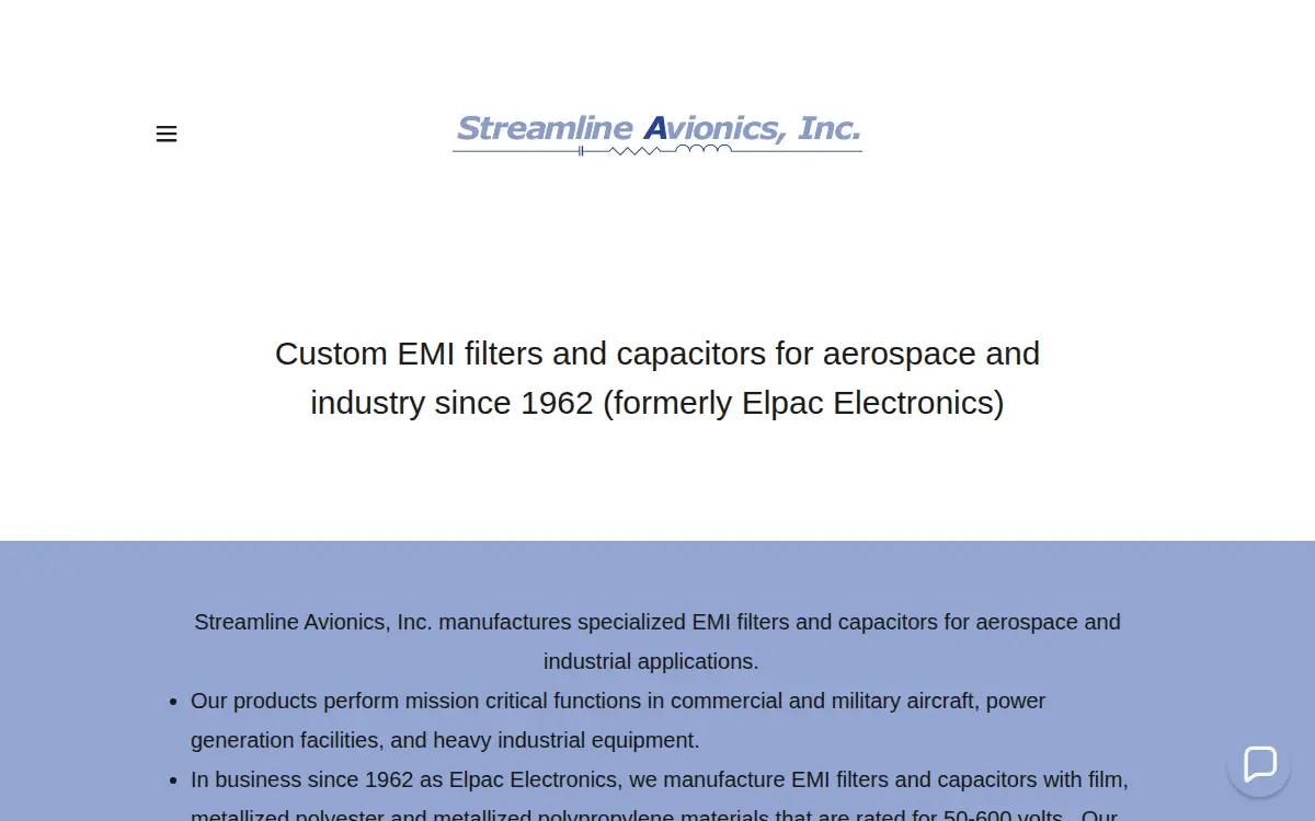 Homepage of Streamline Avionics, INC.