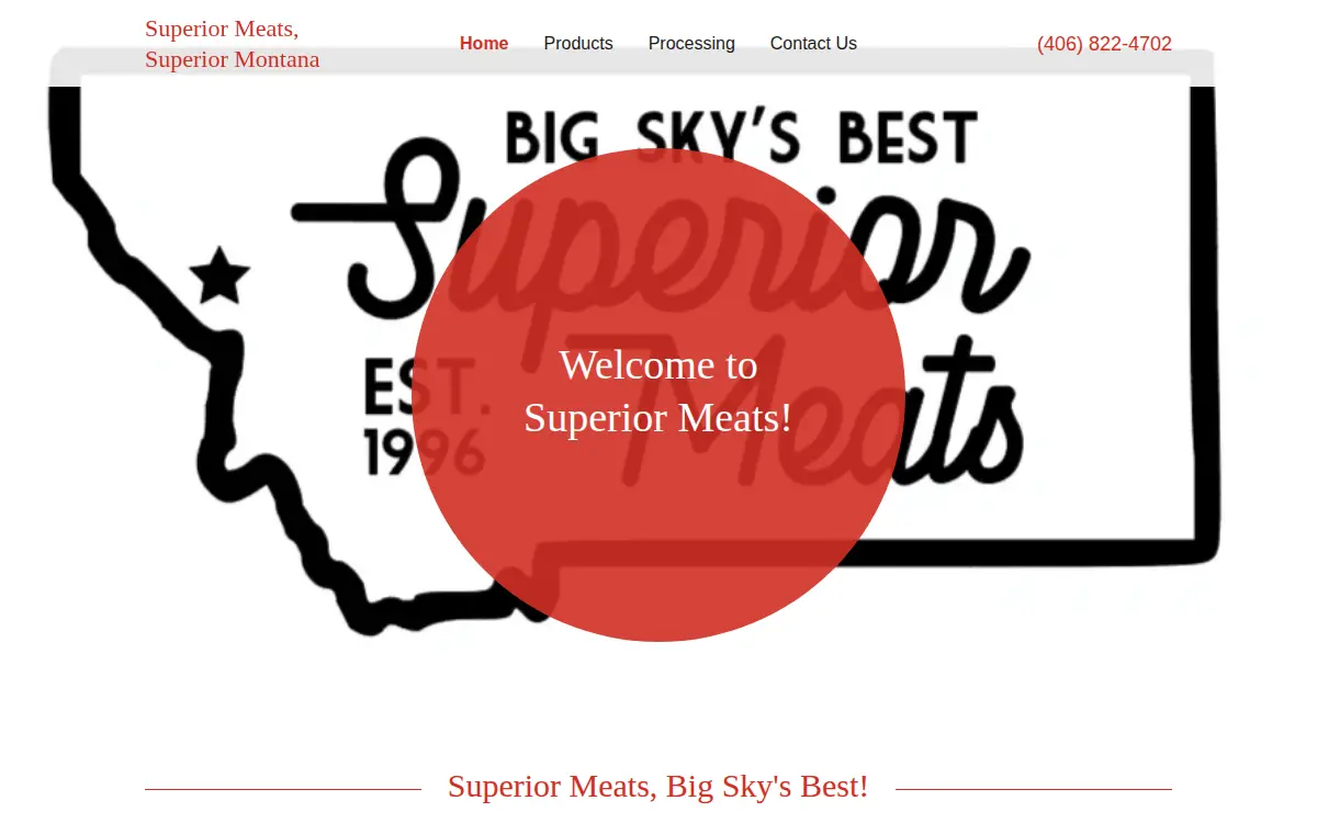 Homepage of Superior Meats, INC.
