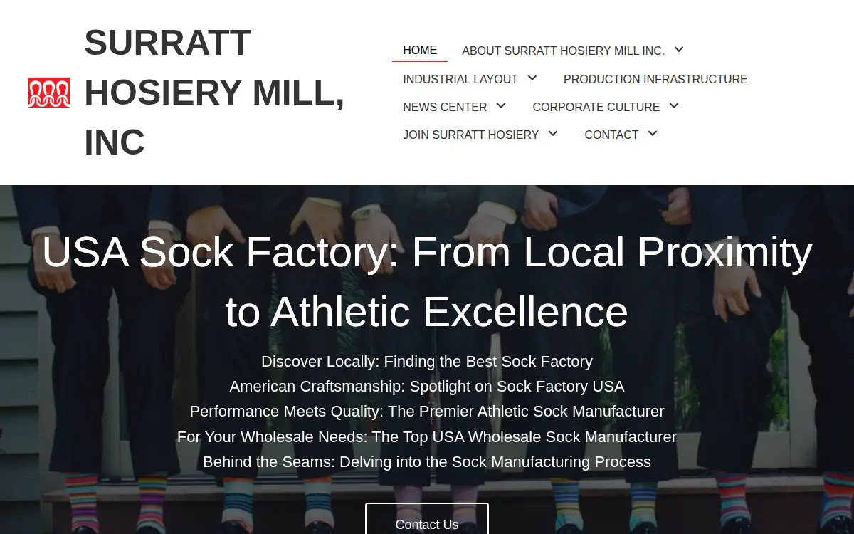 Homepage of Surratt Hosiery Mill, INC.
