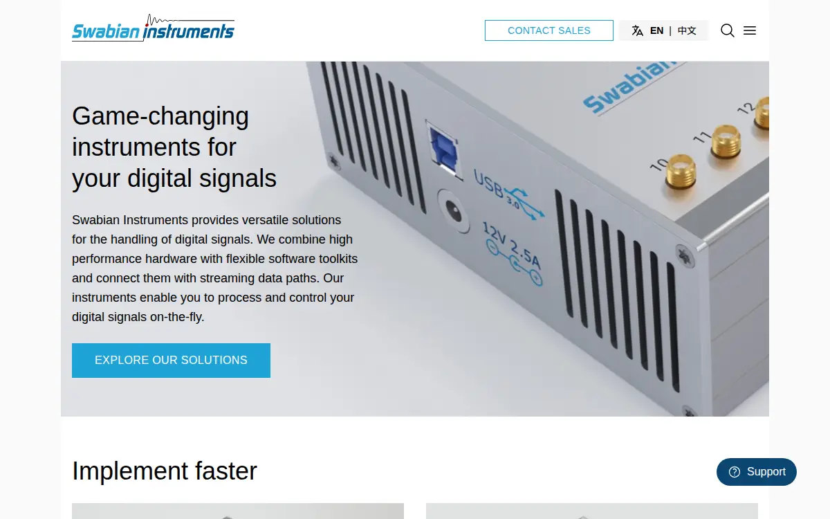 Homepage of Swabian Instruments Usa, INC.