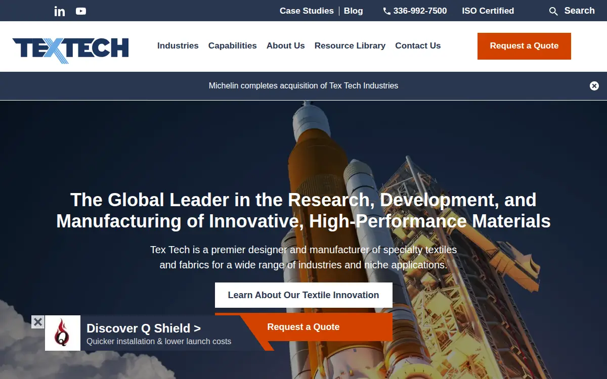 Homepage of Fmi Textiles LLC