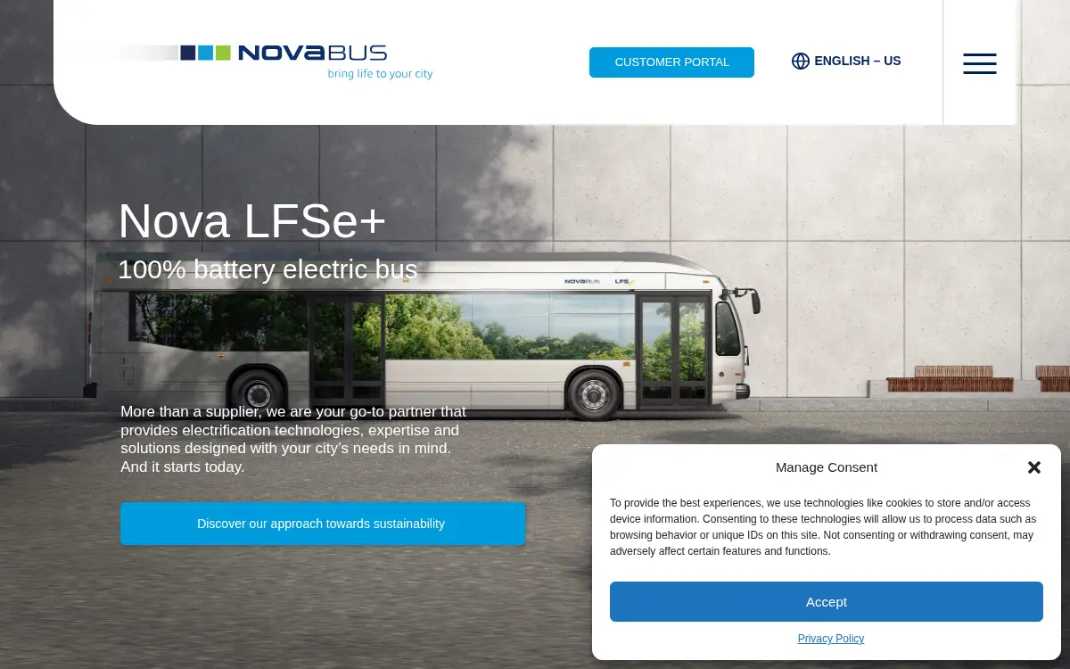 Homepage of Nova Bus (us) INC.