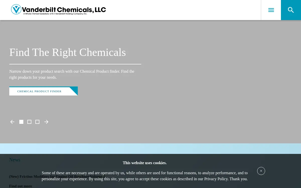 Homepage of Vanderbilt Chemicals LLC