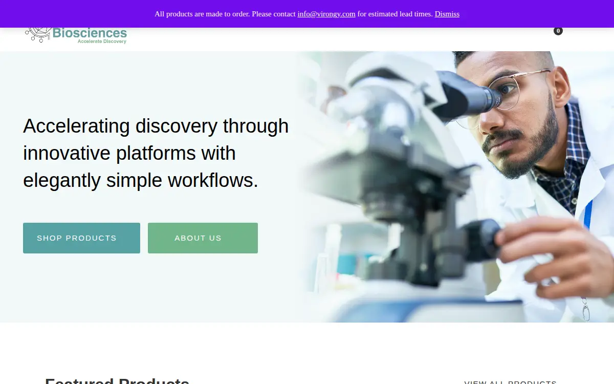Homepage of Virongy Biosciences INC