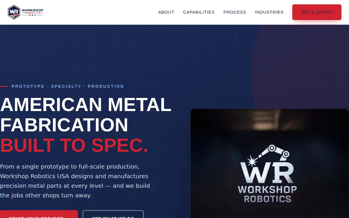 Homepage of Workshop Robotics LLC