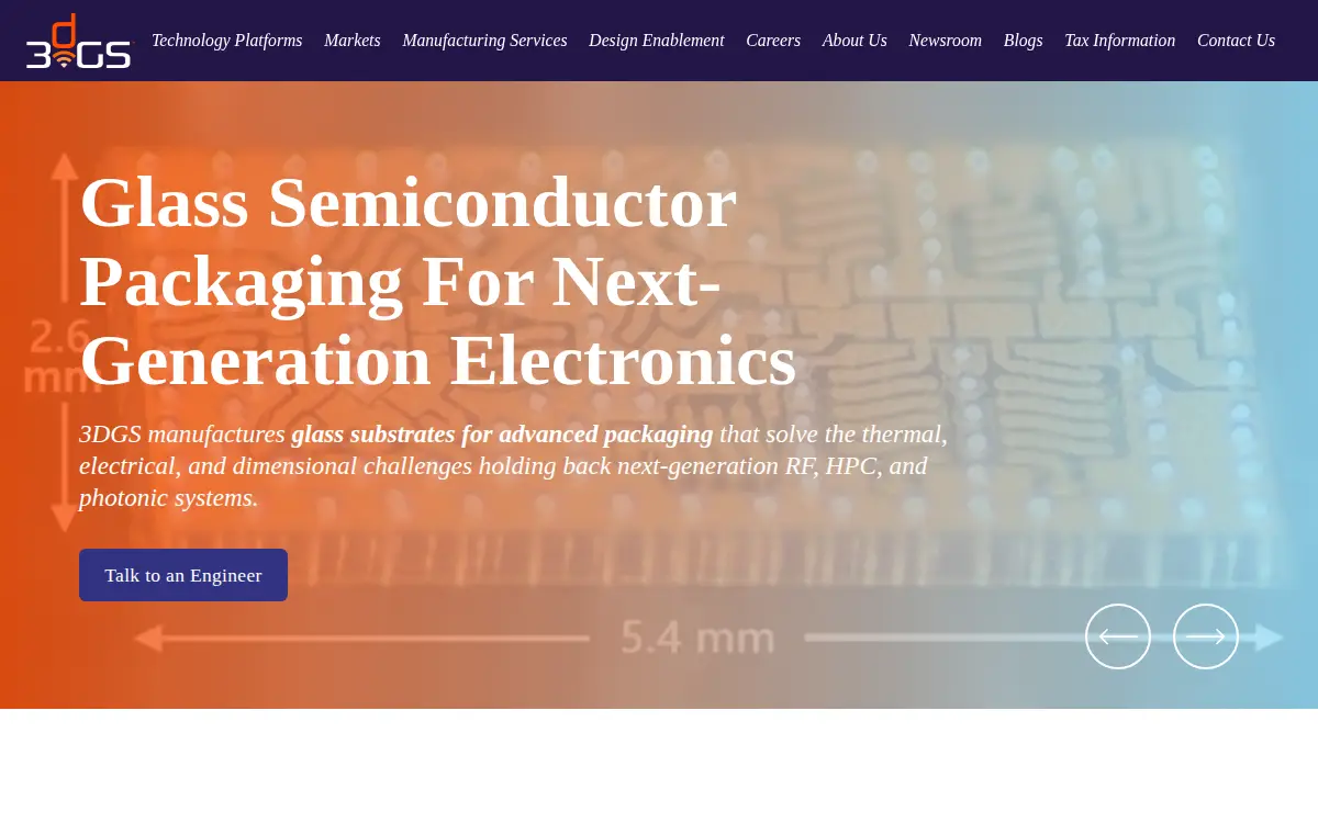 Homepage of 3d Glass Solutions, INC.