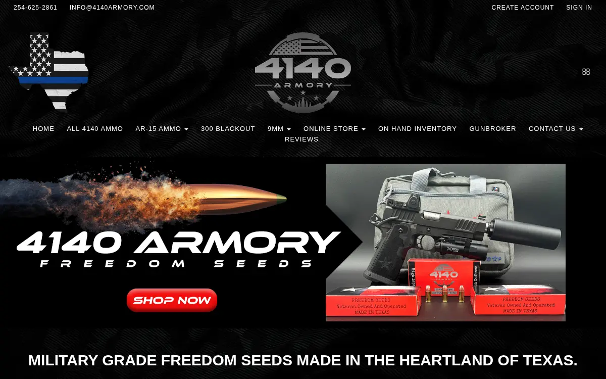 Homepage of 4140 Armory LLC