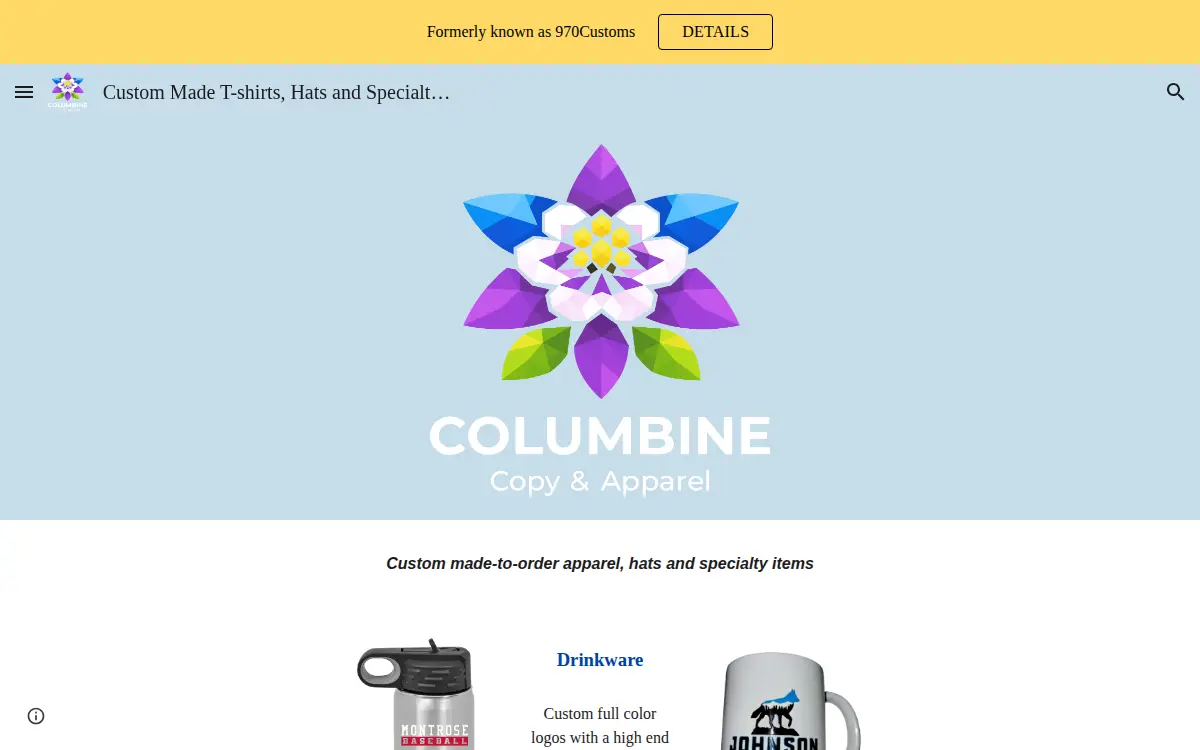 Homepage of 970customs, LLC