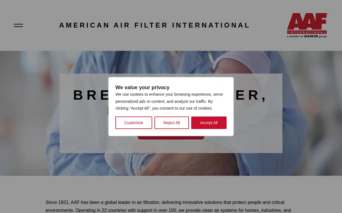 Homepage of Flanders Filters, INC