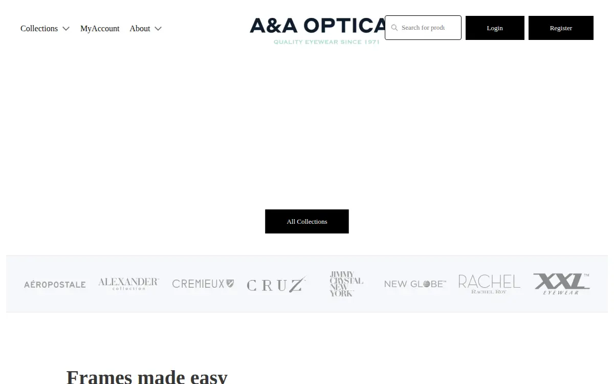 Homepage of A & a Optical Company