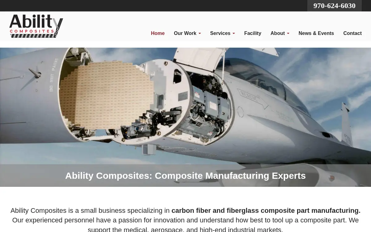 Homepage of Ability Composites, LLC