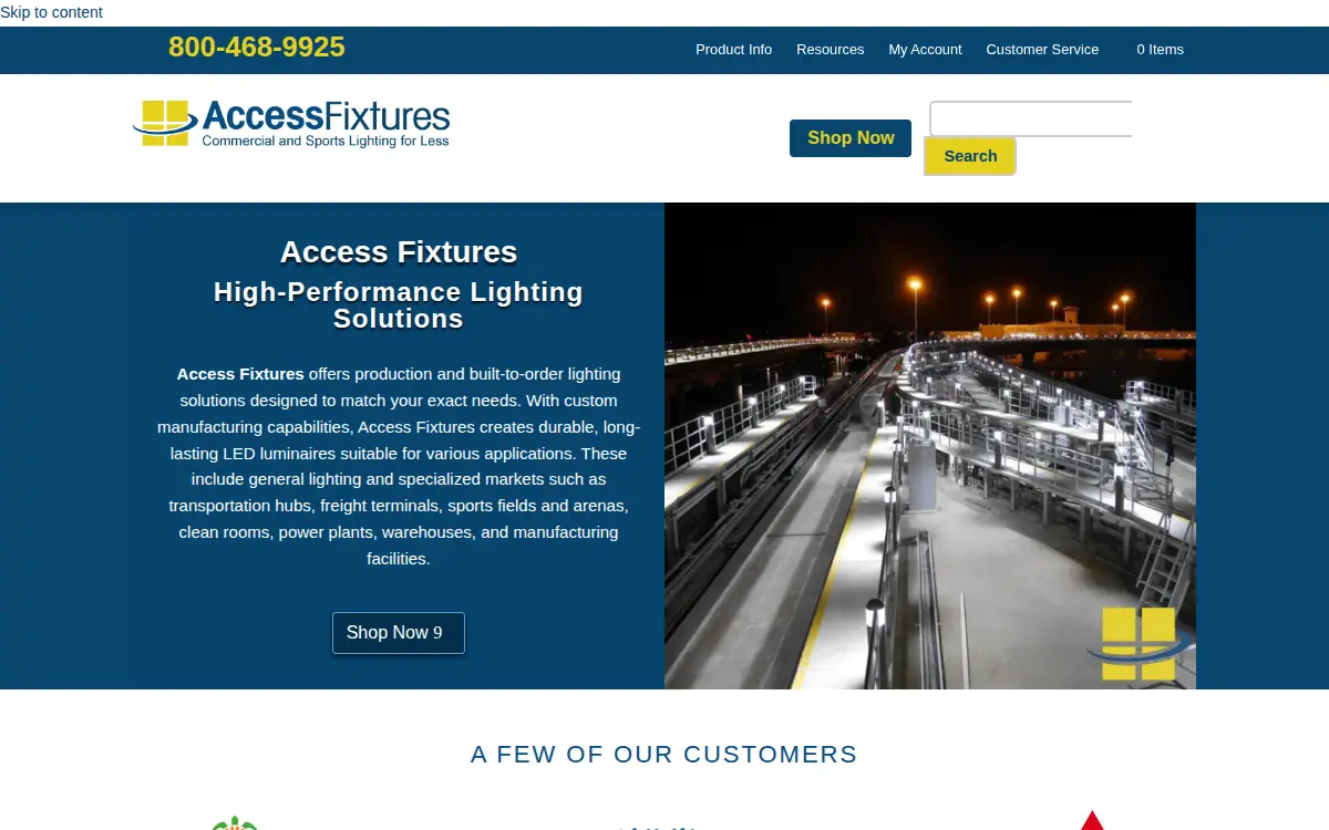 Homepage of Access Fixtures LLC