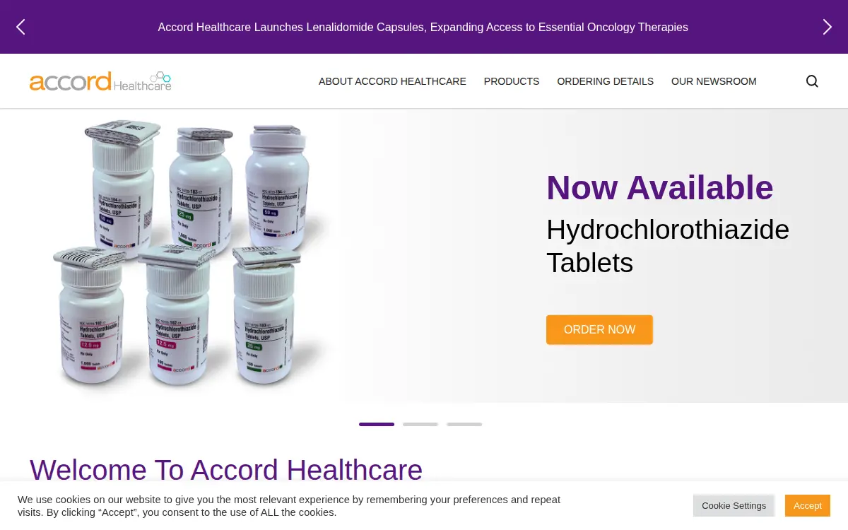 Homepage of Accord Healthcare, INC.