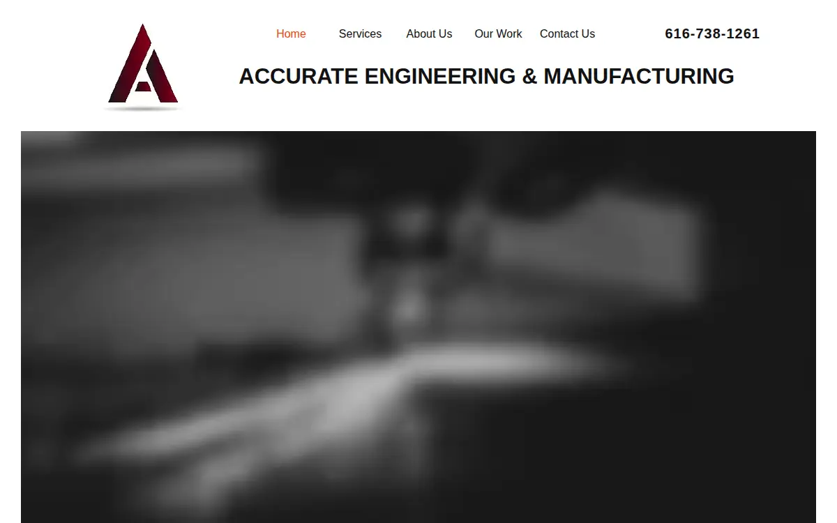 Homepage of Accurate Engineering and Manufacturing, LLC