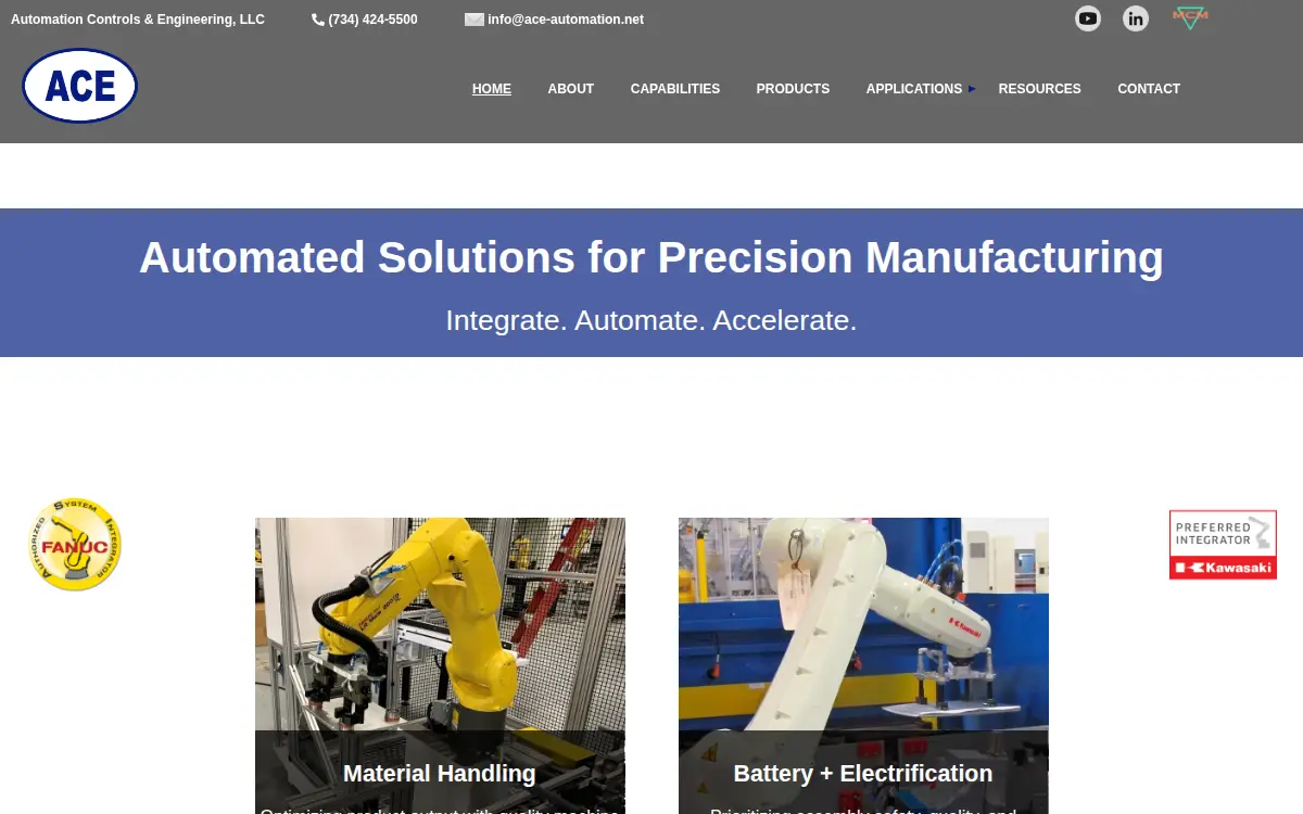Homepage of Automation Controls & Engineering, LLC