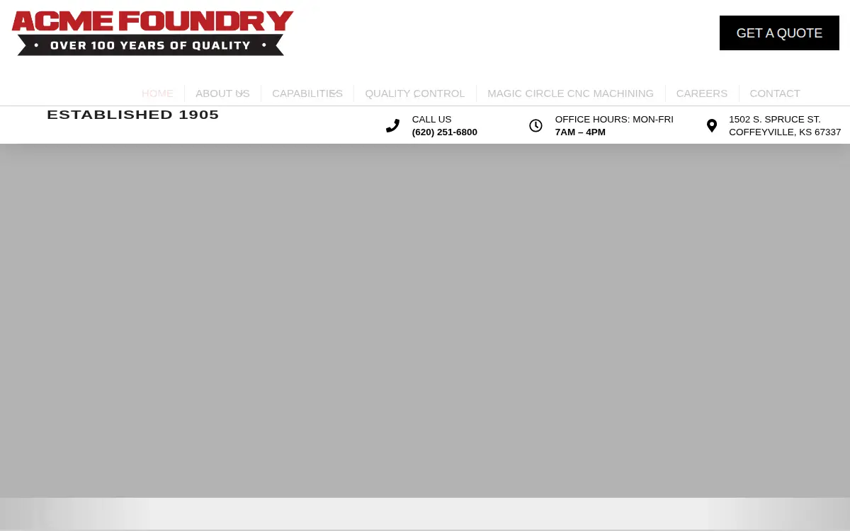 Homepage of Acme Foundry INC