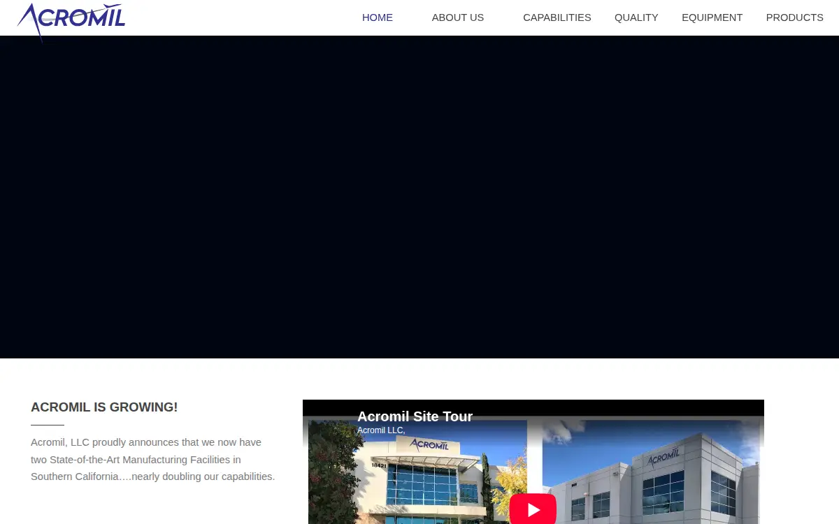 Homepage of Acromil Corporation