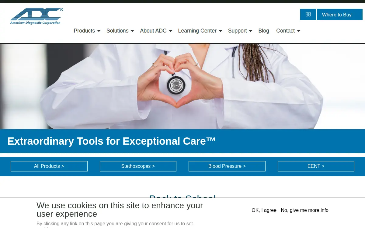 Homepage of American Diagnostic Corporation