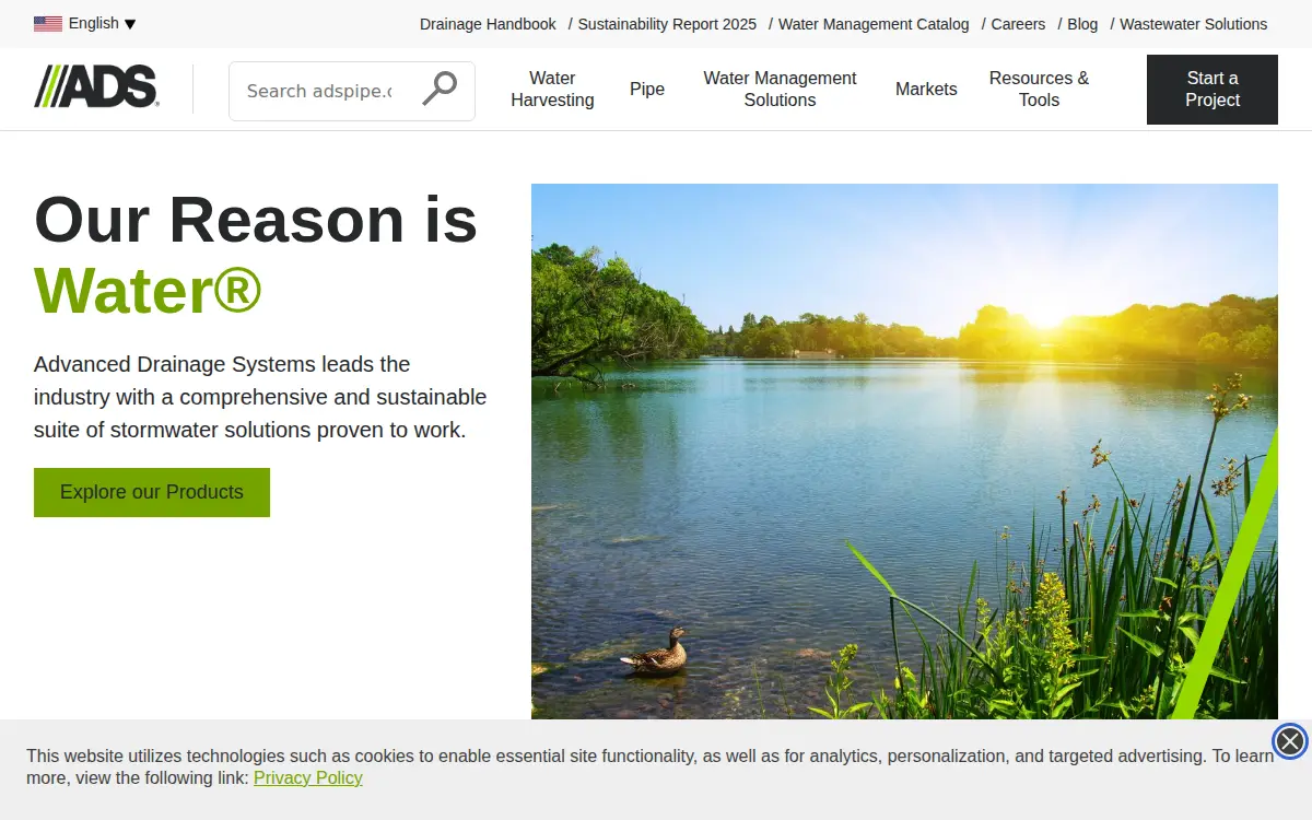 Homepage of Advanced Drainage Systems INC