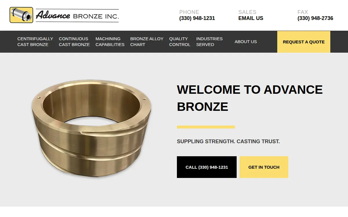 Homepage of Advance Bronze INC