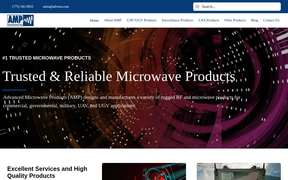 Homepage of Advanced Microwave Products, Incorporated