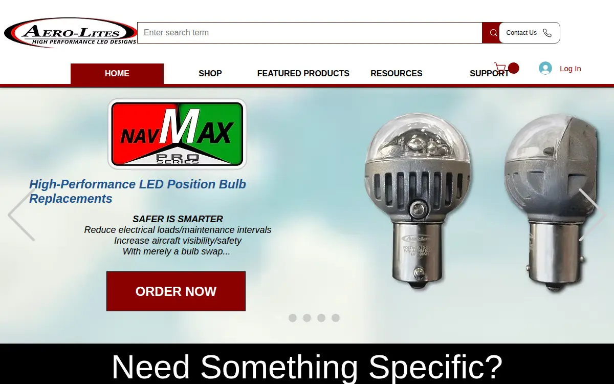 Homepage of Aero-lites, LLC