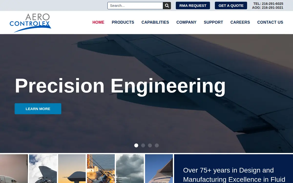 Homepage of Aerocontrolex Group, INC.