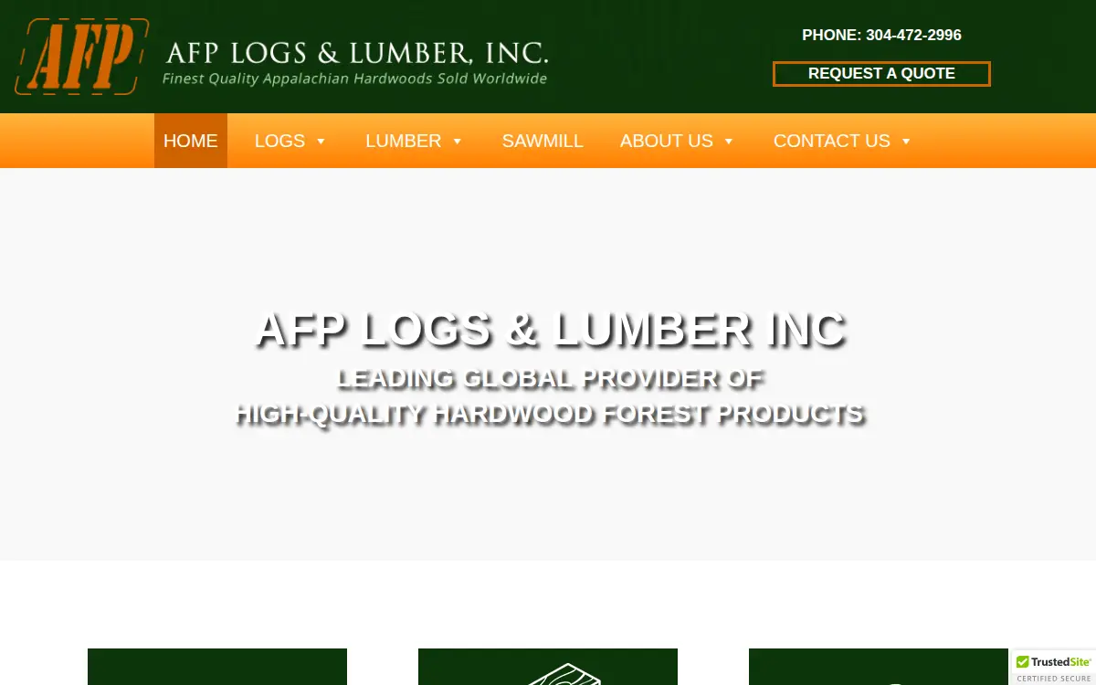 Homepage of Afp Logs and Lumber INC.