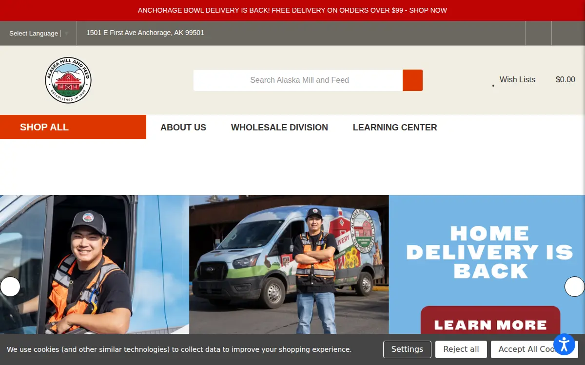 Homepage of Alaska Garden & Pet Supply INC